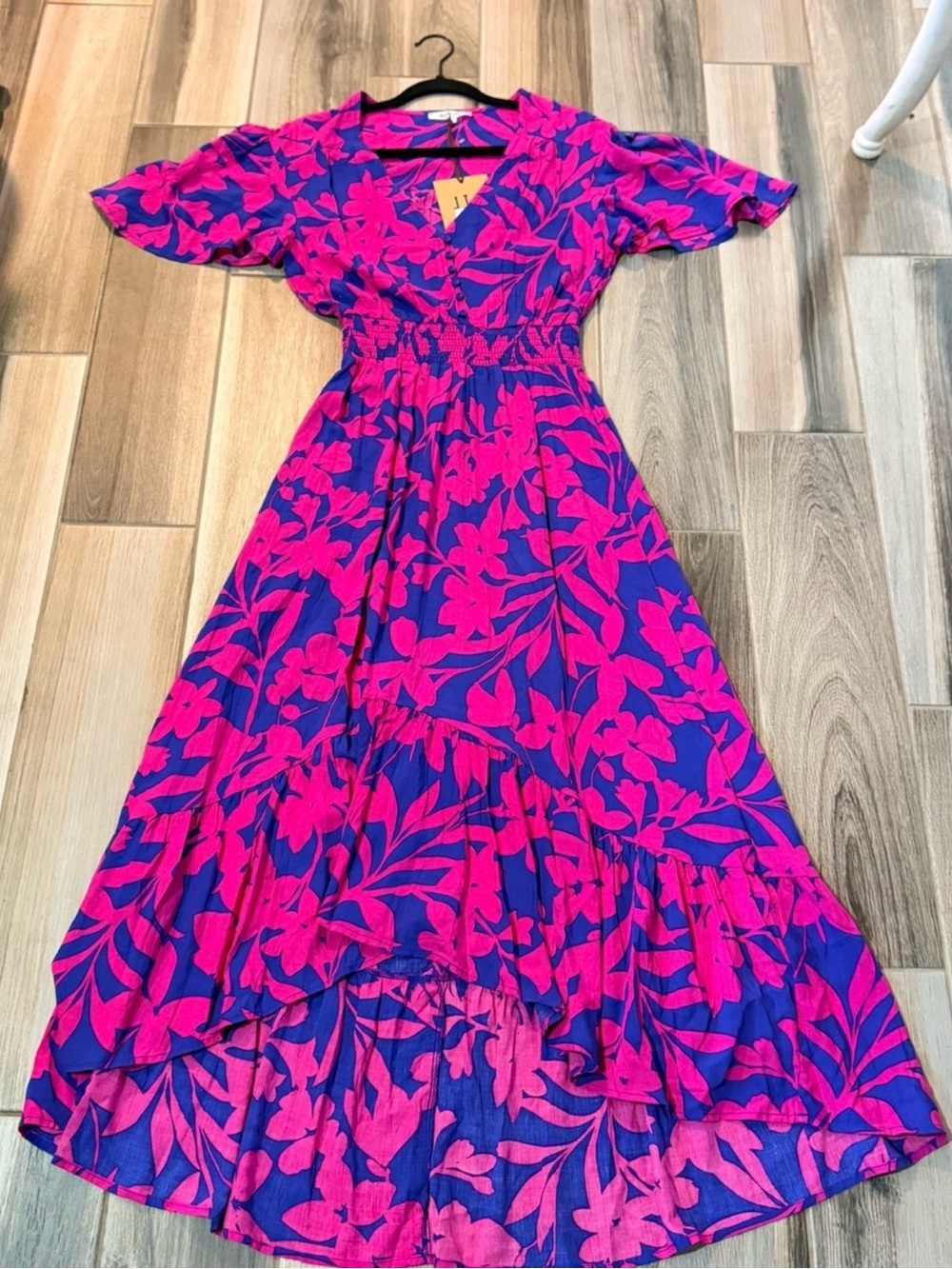 Anthropologie Abel the Label Pink & Blue Floral Midi Dress